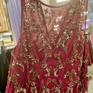 Embellished Burgundy Dress